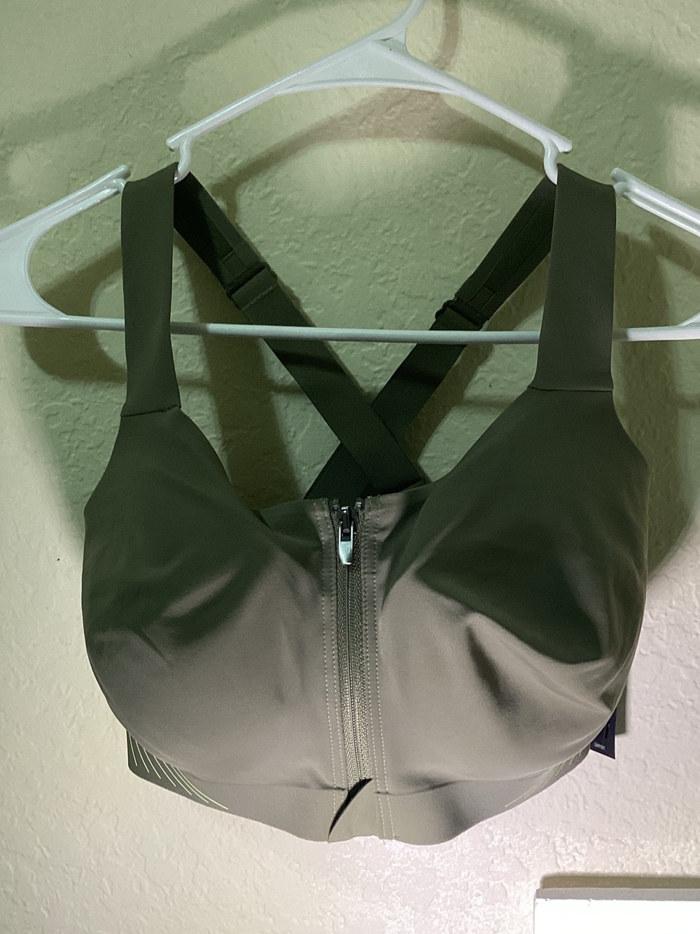 Victoria's Secret Olive Green Front-Zip Crossback Sports Bra